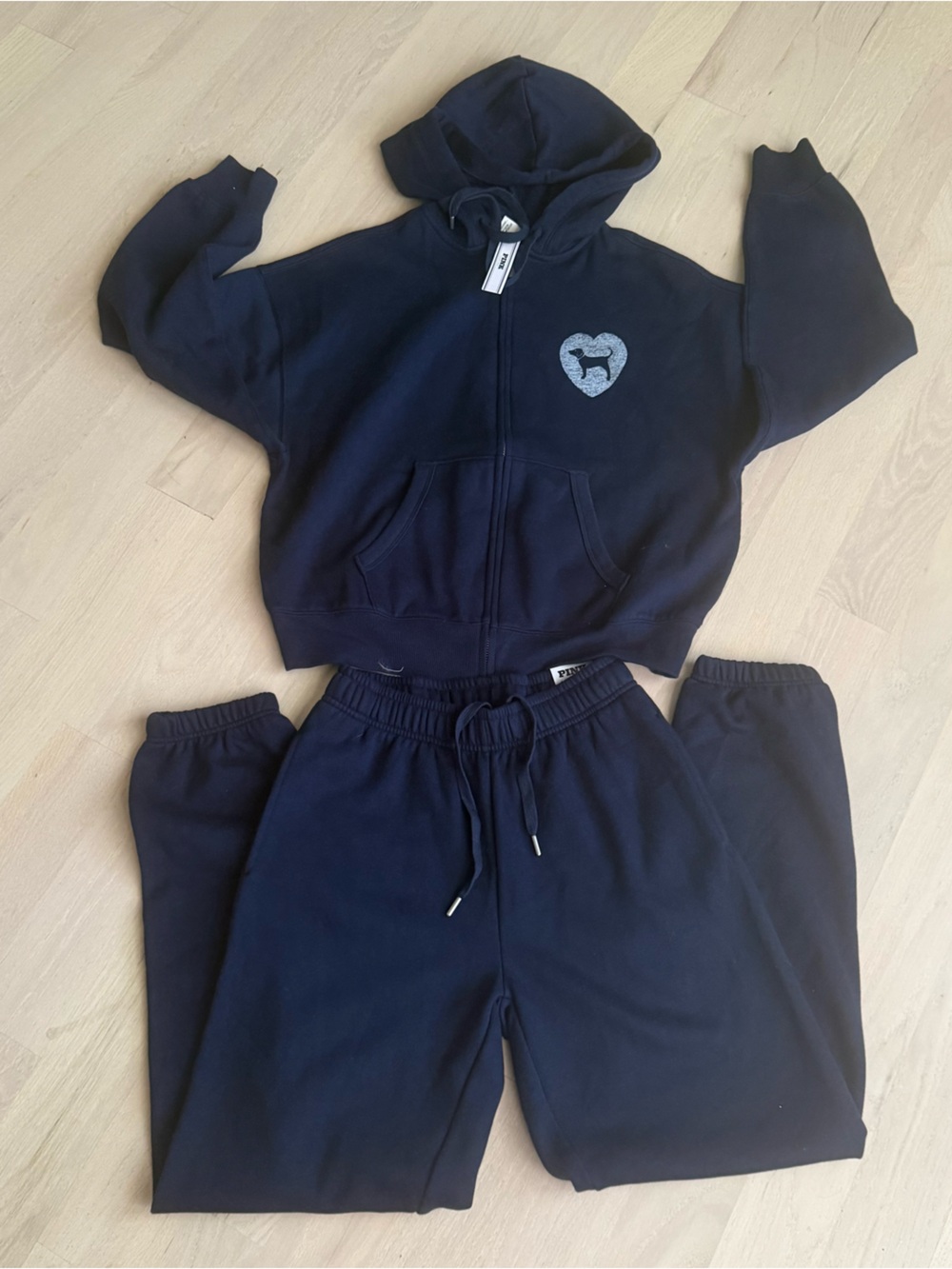 pink victoria’s secret Navy Hoodie & Sweatpants Set